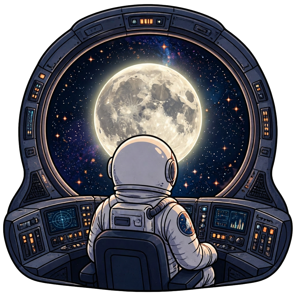 Astronauta viajando a la Luna a la velocidad de la luz